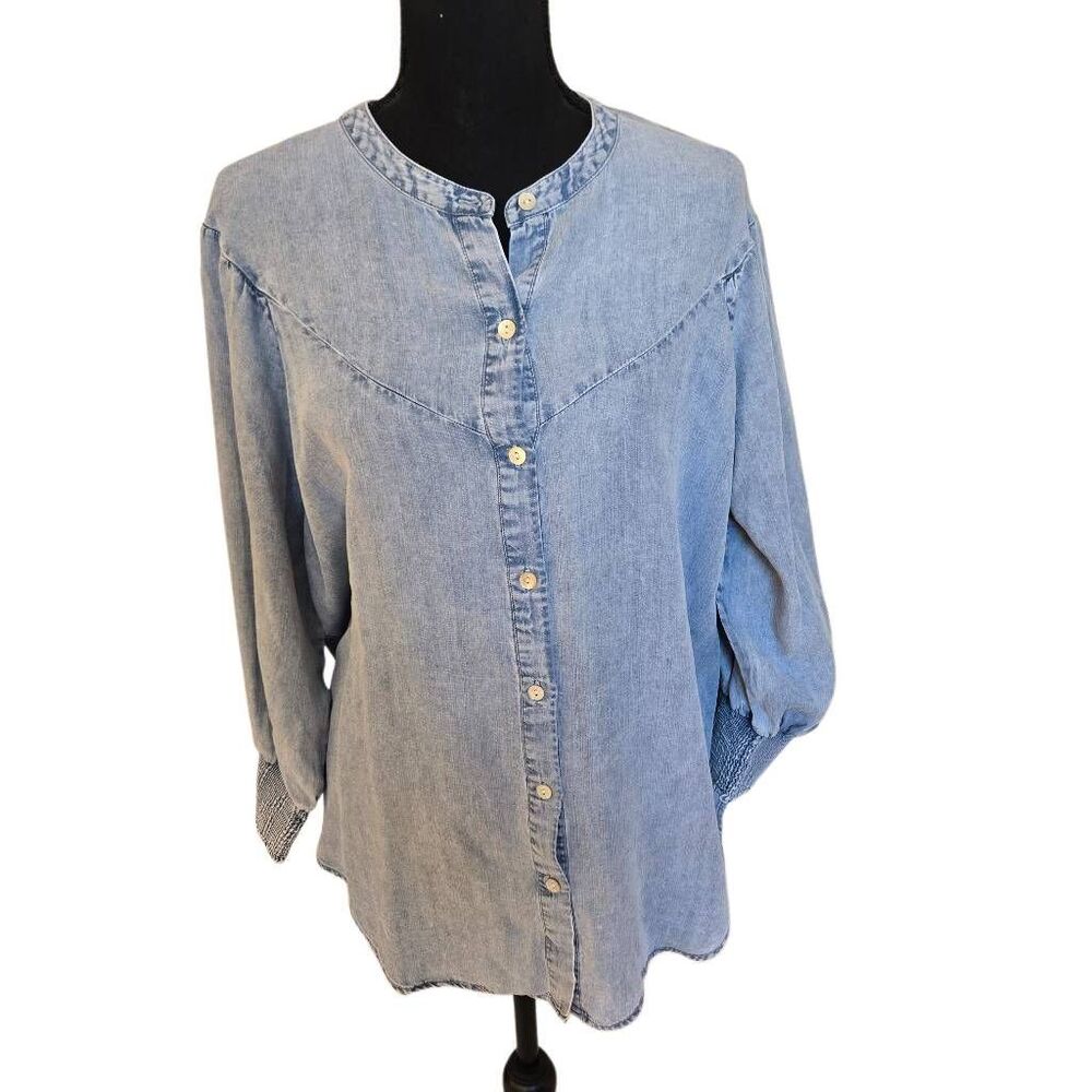 Rails Womens Long Sleeve Button Up Luce Top Light Blue Medium Cloud Wash Large